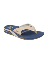 Fanning Flip Flops in Tan, Navy & Tan