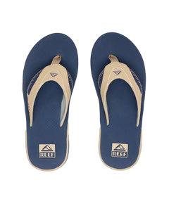 Fanning Flip Flops in Tan, Navy & Tan