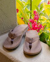 Leather Offshore Flip Flops in Bronze & Brown