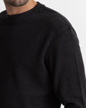 Classic Waffle Knit Sweatshirt in Vintage Black