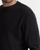 Classic Waffle Knit Sweatshirt in Vintage Black