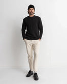 Classic Waffle Knit Sweatshirt in Vintage Black