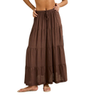 Classic Tiered Maxi Skirt in Chocolate