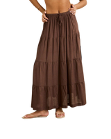 Classic Tiered Maxi Skirt in Chocolate