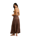 Classic Tiered Maxi Skirt in Chocolate