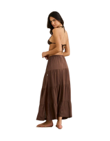Classic Tiered Maxi Skirt in Chocolate
