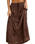 Classic Tiered Maxi Skirt in Chocolate