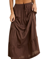 Classic Tiered Maxi Skirt in Chocolate
