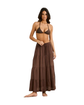 Classic Tiered Maxi Skirt in Chocolate