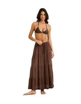 Classic Tiered Maxi Skirt in Chocolate