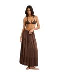 Classic Tiered Maxi Skirt in Chocolate