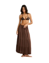 Classic Tiered Maxi Skirt in Chocolate