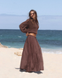 Classic Tiered Maxi Skirt in Chocolate