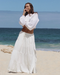Classic Tiered Maxi Skirt in White