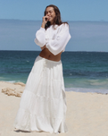 Classic Tiered Maxi Skirt in White