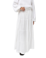 Classic Tiered Maxi Skirt in White