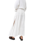 Classic Tiered Maxi Skirt in White