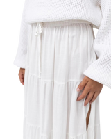Classic Tiered Maxi Skirt in White