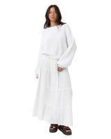 Classic Tiered Maxi Skirt in White