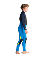 Boys Legend 4/3mm Back Zip Wetsuit in Cyan, Slate & Multi
