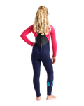 Girls Legend 4/3mm Back Zip Wetsuit in Slate, Coral & Ocean Blue