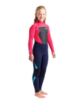Girls Legend 4/3mm Back Zip Wetsuit in Slate, Coral & Ocean Blue