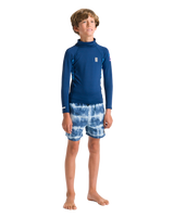 Boys Nuwave Rash Vest in Slate Navy, Cyan & Multi