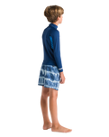 Boys Nuwave Rash Vest in Slate Navy, Cyan & Multi