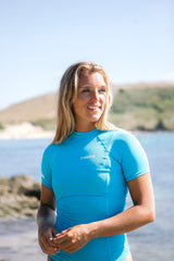 UV Basic Rash Vest in Ocean Blue & White