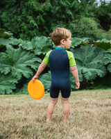 The C-Skins Boys NuWave C-Kid Baby Front Zip Shorty Wetsuit in Bluestone & Lime