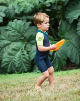 The C-Skins Boys NuWave C-Kid Baby Front Zip Shorty Wetsuit in Bluestone & Lime