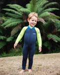 The C-Skins Boys NuWave C-Kid Baby Front Zip Wetsuit in Bluestone & Lime
