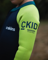 The C-Skins Boys NuWave C-Kid Baby Front Zip Wetsuit in Bluestone & Lime