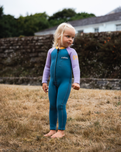 The C-Skins Girls NuWave C-Kid Baby Front Zip Wetsuit in Steel Blue & Lilac