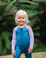 The C-Skins Girls NuWave C-Kid Baby Front Zip Wetsuit in Steel Blue & Lilac