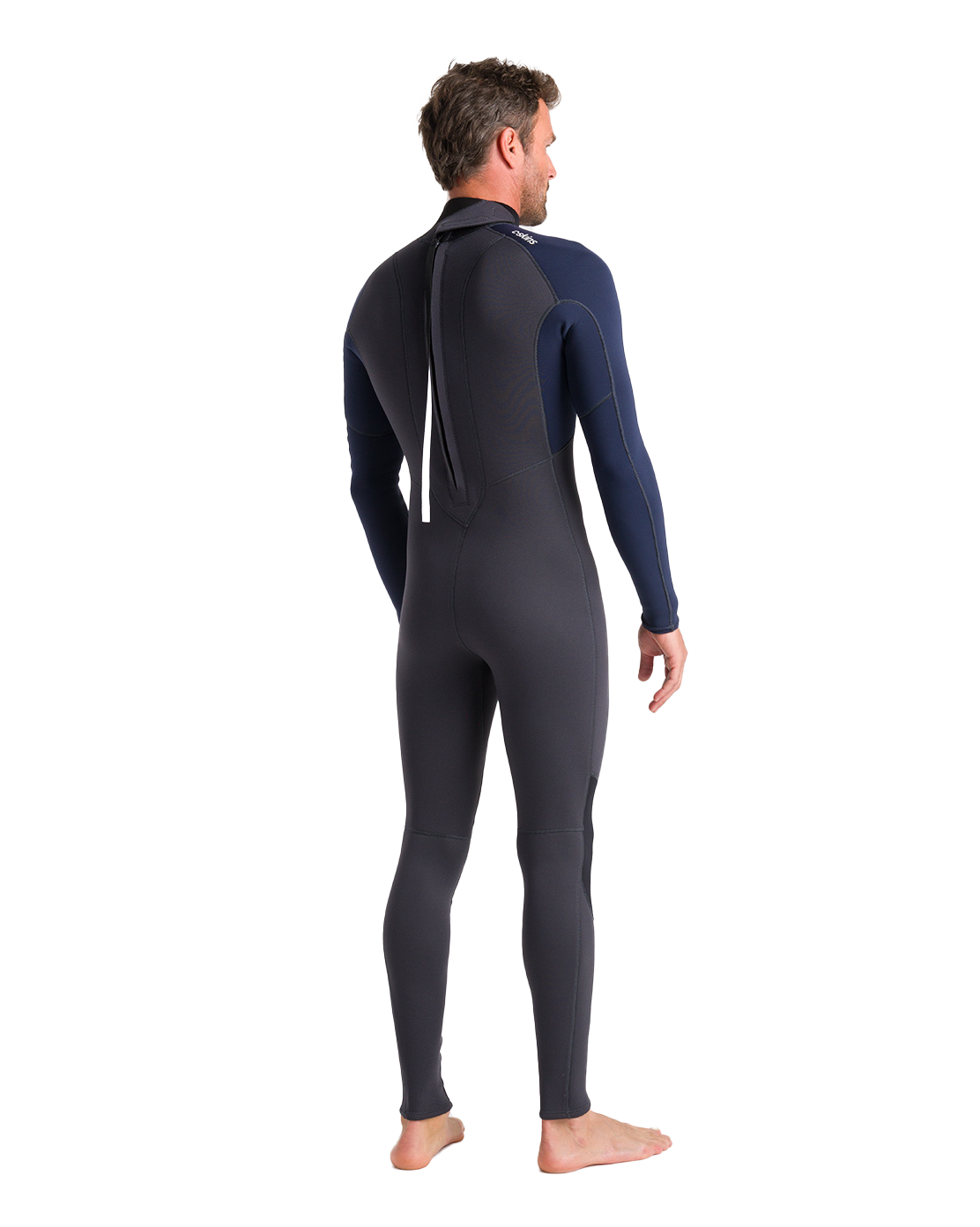 The C-Skins Mens NuWave Element 3/2mm Back Zip Wetsuit in Anthracite, Slate & Saffron