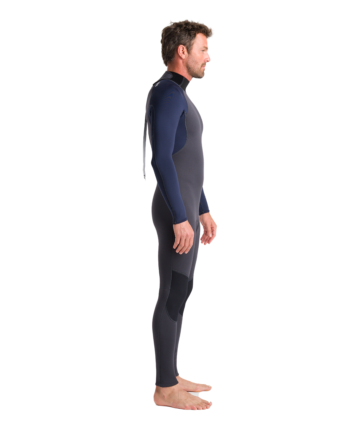 The C-Skins Mens NuWave Element 3/2mm Back Zip Wetsuit in Anthracite, Slate & Saffron