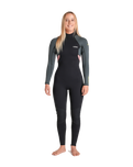 The C-Skins Womens NuWave Element 3/2mm Back Zip Wetsuit in Black, Forest Green & Rose