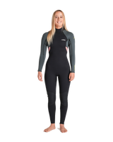 The C-Skins Womens NuWave Element 3/2mm Back Zip Wetsuit in Black, Forest Green & Rose