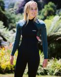 The C-Skins Womens NuWave Element 3/2mm Back Zip Wetsuit in Black, Forest Green & Rose