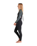 The C-Skins Womens NuWave Element 3/2mm Back Zip Wetsuit in Black, Forest Green & Rose