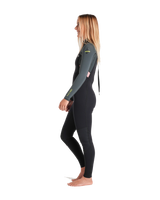 The C-Skins Womens NuWave Element 3/2mm Back Zip Wetsuit in Black, Forest Green & Rose