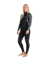 The C-Skins Womens NuWave Element 3/2mm Back Zip Wetsuit in Black, Forest Green & Rose