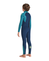Boys NuWave Legend 4/3mm Back Zip Wetsuit in Bluestone, Emerald & Lime