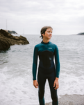 Boys NuWave Legend 4/3mm Back Zip Wetsuit in Bluestone, Emerald & Lime