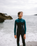 Boys NuWave Legend 4/3mm Back Zip Wetsuit in Bluestone, Emerald & Lime