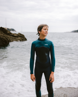 Boys NuWave Legend 4/3mm Back Zip Wetsuit in Bluestone, Emerald & Lime