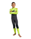 Boys NuWave Legend 4/3mm Back Zip Wetsuit in Meteor, Lime & Orange