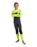 Boys NuWave Legend 4/3mm Back Zip Wetsuit in Meteor, Lime & Orange