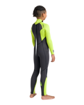 Boys NuWave Legend 4/3mm Back Zip Wetsuit in Meteor, Lime & Orange